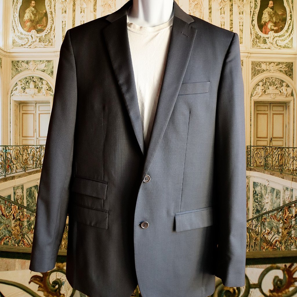 Zignone Egara Super 110's Dark Gray 100% Wool Blazer Slim Sz 41l Made In Italy